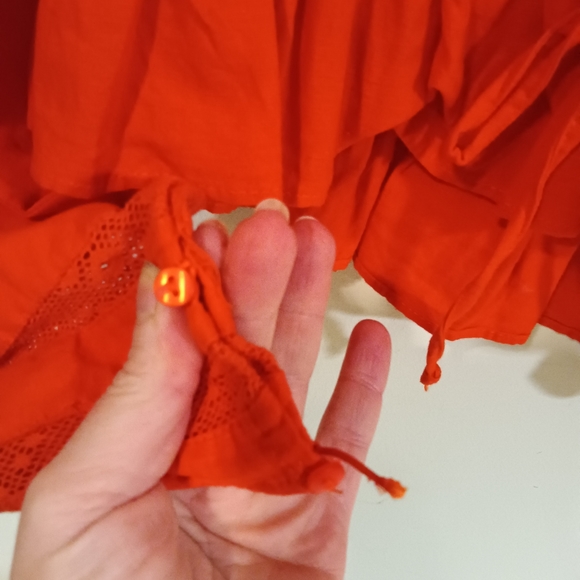Zara NWT Flaw Dark Orange Cropped Top Eyelet Ruffle Cottagecore Fairycore Sz XS - Picture 6 of 7